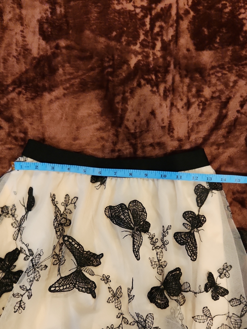 Chicwish NWT Butterfly Lace Tulle Midi Skirt Ivory Black Sz S (Measurements) - Picture 6 of 13